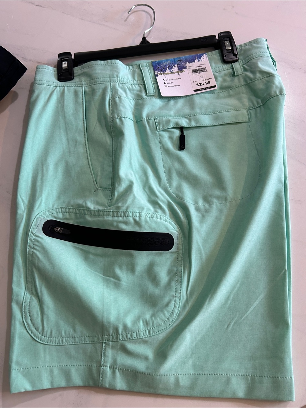 Men's Mint Green Cargo Pants with Zip Pocket Detail